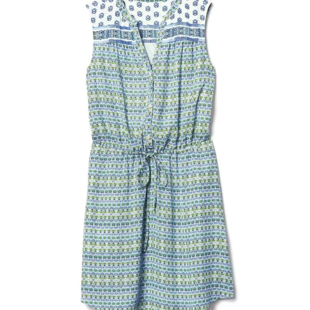 Gap Blue Green and White Floral Knee-Length Sleeveless Summer Dress Size S